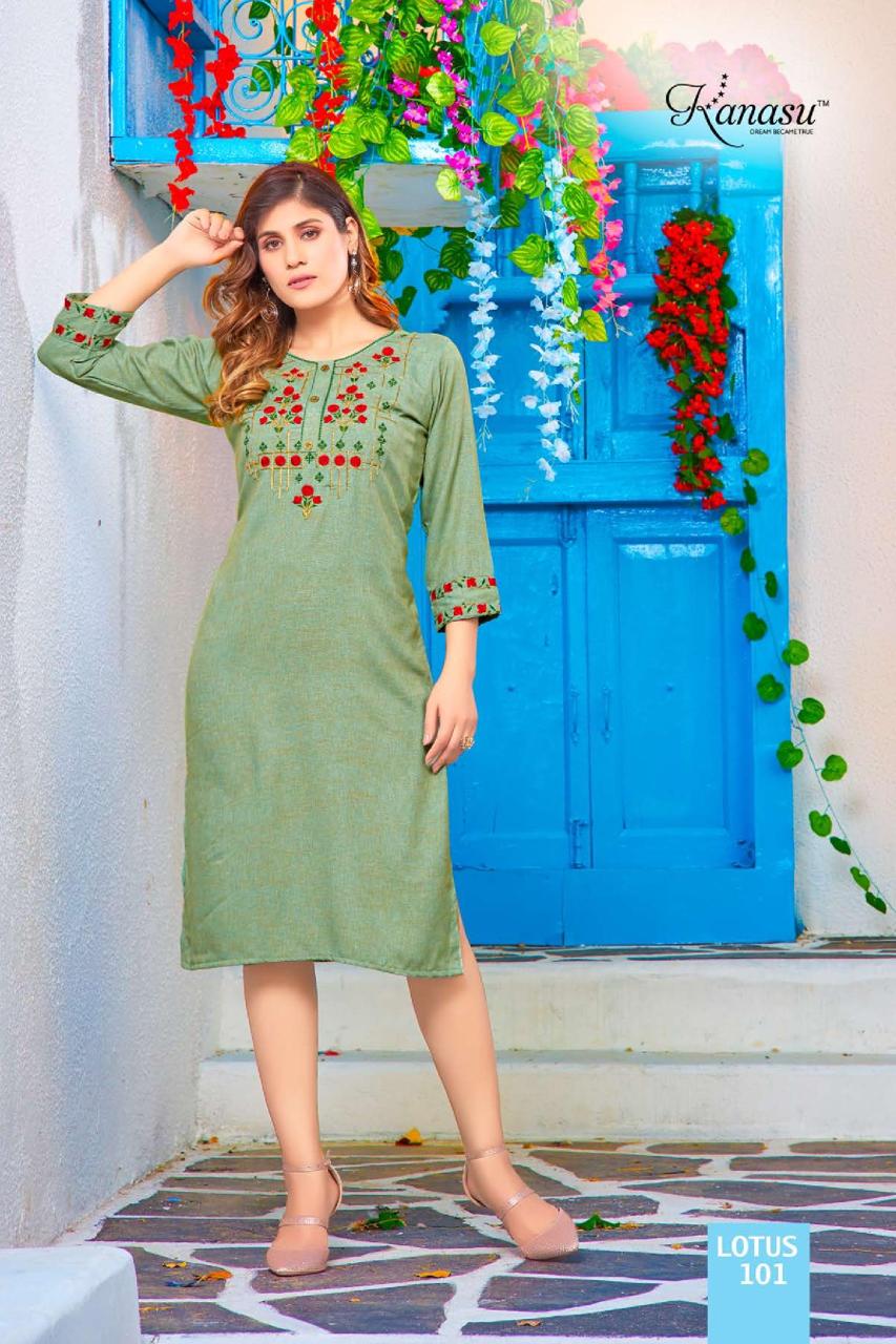 Kanasu Lotus Vol 2 Blueberry Rayon Kurtis Catalog
